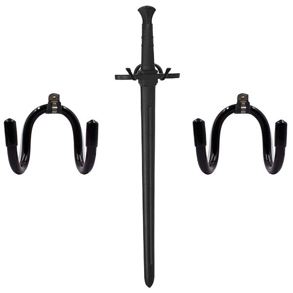 AUXPhome Universal Adjustable Sword, Wall Hook Display Hanger Wall Mount Display Stand Collection Rack for Sword,Dagger,Axe,Keyblade, etc —2 Pack— No Sword — Vertical/Horizontal Display