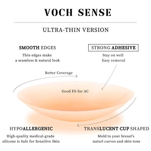 VOCH GALA Nipple Covers 2 Pairs-Seamless and Sheer Adhesive Silicone Nipple Pasties for Women Reusable, Sticky Breast Petals Crème