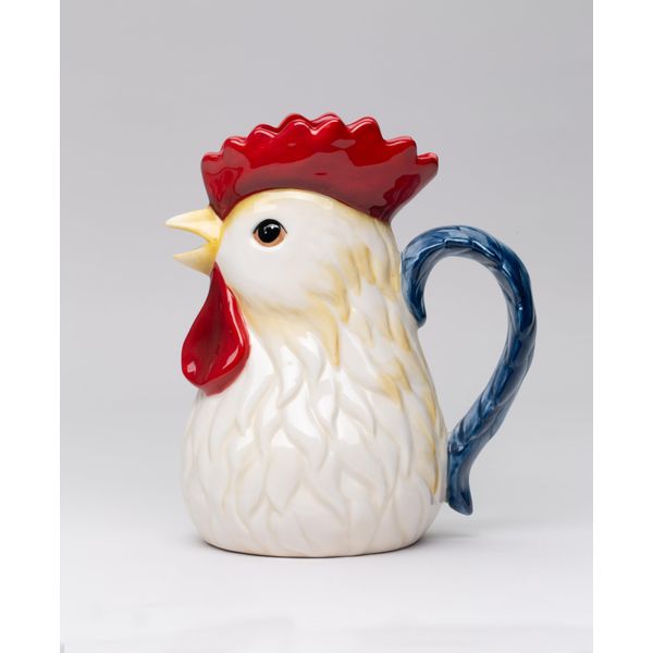 Fine Ceramic Rooster Pitcher, 7-3/4" H