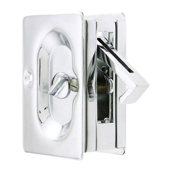 Emtek Pocket Door Passage Lock Set, Polished Chrome