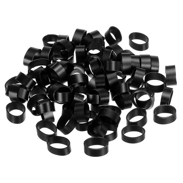 100pcs Silicone Rubber Bands Rings Non-slip 1/2" Flat Black for Books, Art