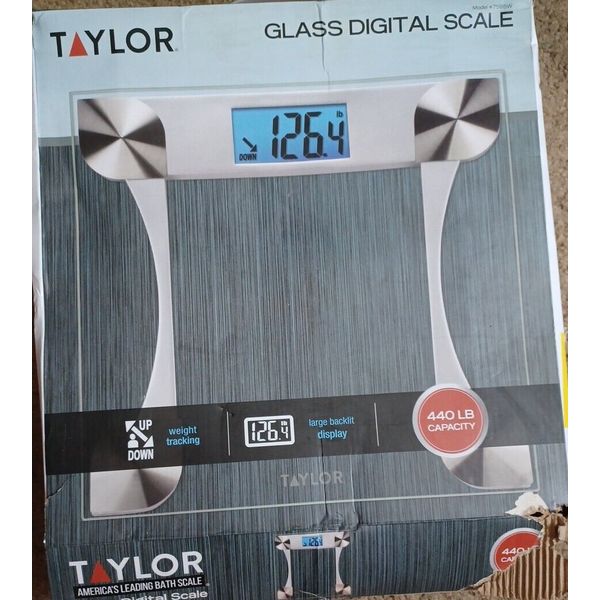 NWT Taylor 440 LB Digital Glass Bathroom Scale Weight Tracking