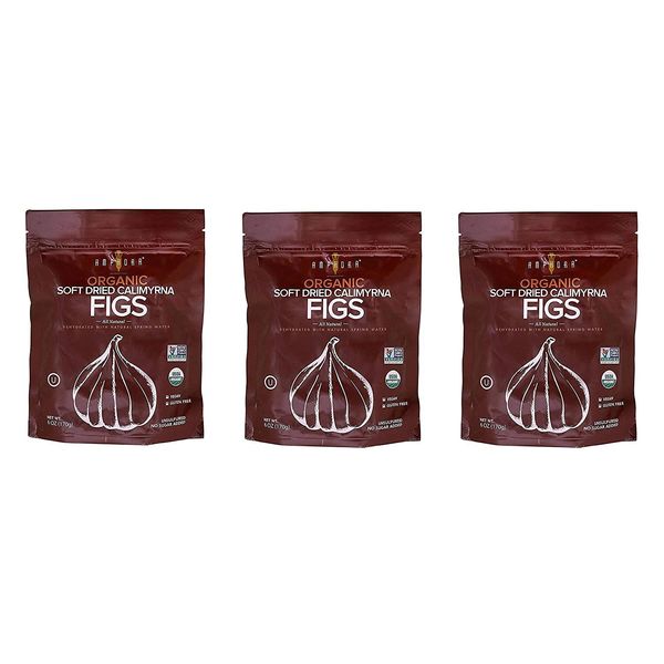 Dried Figs - All Natural Organic Soft Dried Fruit Calimyrna Figs - Vegan, Kosher and Gluten-Free Healthy Snack - 6oz Each (Pack of 3)