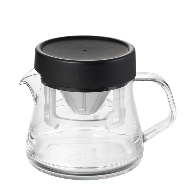 Akebono Sangyo TW-3762 Coffee Server, Stron 400, Compact Dripper, Black, 3 Cups, Made in Japan, Light and Crack-resistant Tritan Resin, Clear as Glass, Scale Included, Microwave Safe, Wide Diameter,