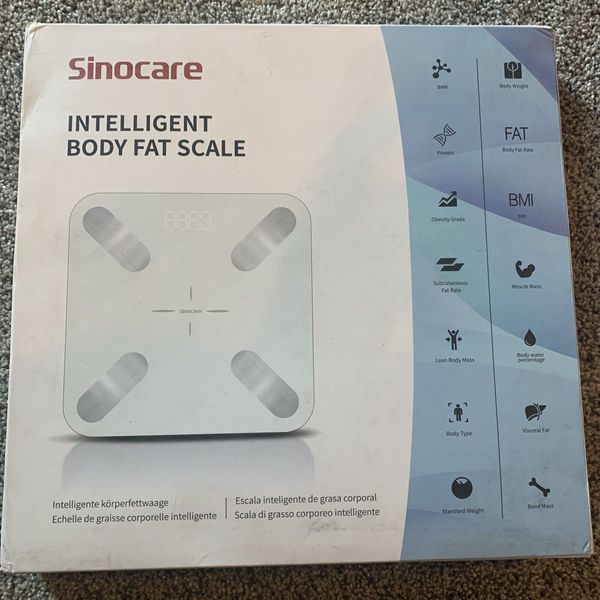 Sinocare Intelligent Body Fat Scale White Bluetooth Tracks Data