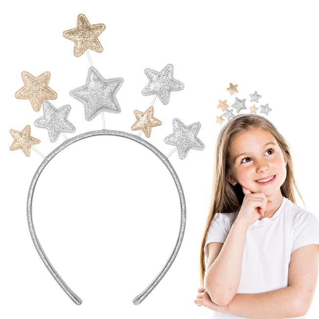 Queekay Star Headband Valentine's Day Headband Christmas Headband Christmas Hair Accessories for Women Girls Festival Birthday Party Supplies (Silver)