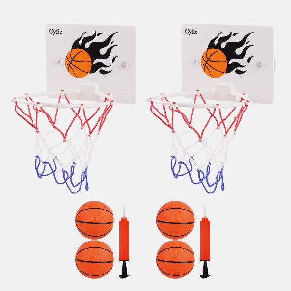 Cyfie Basketball Hoop Toddler, 2 Pack Kids Bathtub Bath Toys for Bathroom Bedroom, Suction Cup Basketball Hoop for Boys Girls (Mini Basketball Hoop)