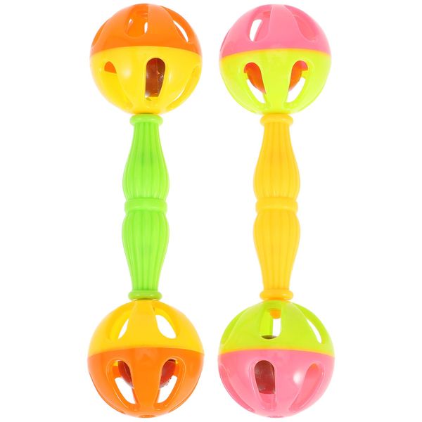 ULTECHNOVO 2Pc Enrichment Barbell Ball Toys Sand Hammer Shaker Rattle Conure Bird Toys Parakeets Conure Toys Chicken Enrichment Toys Bird Rattles Bells Foot Toys recreation Parrot infant