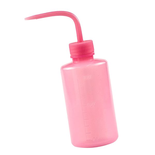 Eyelash Cleaning Bottle, Elbow Spout Empty Plastic Squeeze Wash Bottle for Lash Extension Pink 250ml