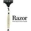 New Triple Edge Cartridge Compatible Men's Shaving Razor || Ivory Luxury Resin Handle & 1 Replaceable Cartridge Pre-Installed - Triple Action Technology - Great Gift for Any Gentleman