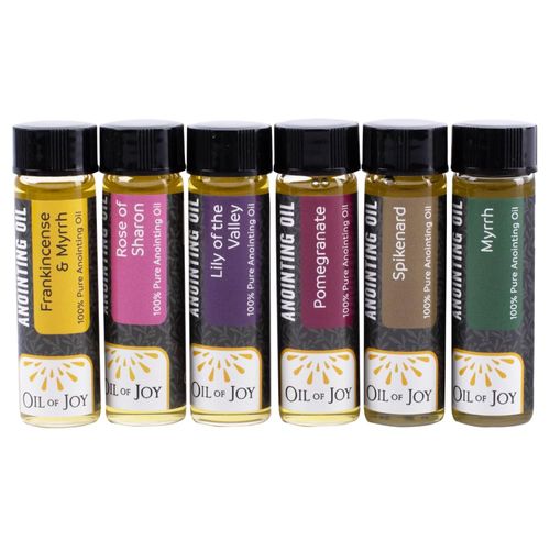 Pack of 6 Anointing Oil for Prayer - Assorted Scents - Rose of Sharon Anointing Oil Frankincense and Myrrh, Lily of The Valley, Pomegranate, Myrrh, Spikenard