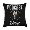 Sleek Podcast Diva Microphone Enthusiast Graphic Throw Pillow