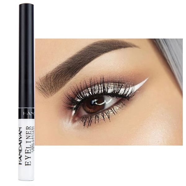 Coloured Eyeliner, Matte Liquid Eyeliner, White Eyeliner Long-Lasting Waterproof Liquid Eye Liner, Highly-Pigmented Colourful Eyeliner for Eye Makeup Tools, Black, Purple, Brown(Only White)