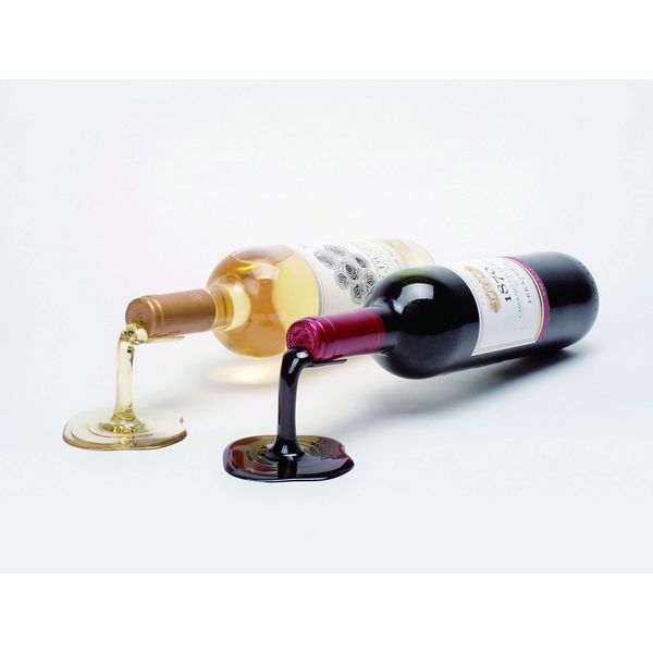 Beyond123 Spilled Wine Bottle Holder - Fun and Unique Way to Display Your Favorite Wine - Red and White (Set of 2)