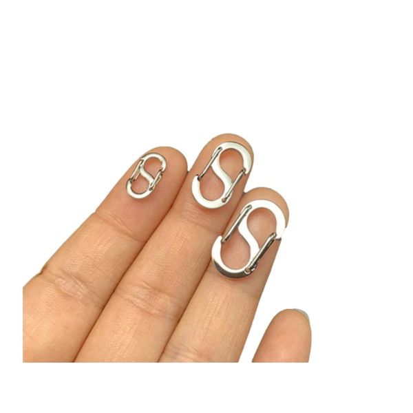 WORLD GOOD Ultra Small Carabiner Set of 4 S-Shaped Stainless Steel Necklace Accessories Micro Small Size Total Length 0.42 mm (0.42 g)