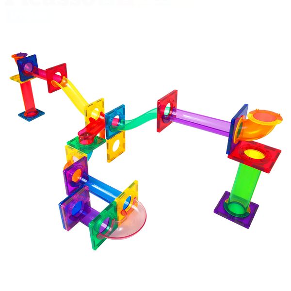 PicassoTiles Marble Run Magnetic Tile Race Track Toy Play Set STEM Building & Learning Early Educational Child Magnet Construction Block Creative Kit Boys & Girls Age 3+ Years Old Toys PTG40