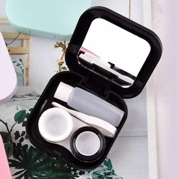 5P black mirror lens barrel lens storage case lens clip contact lens case