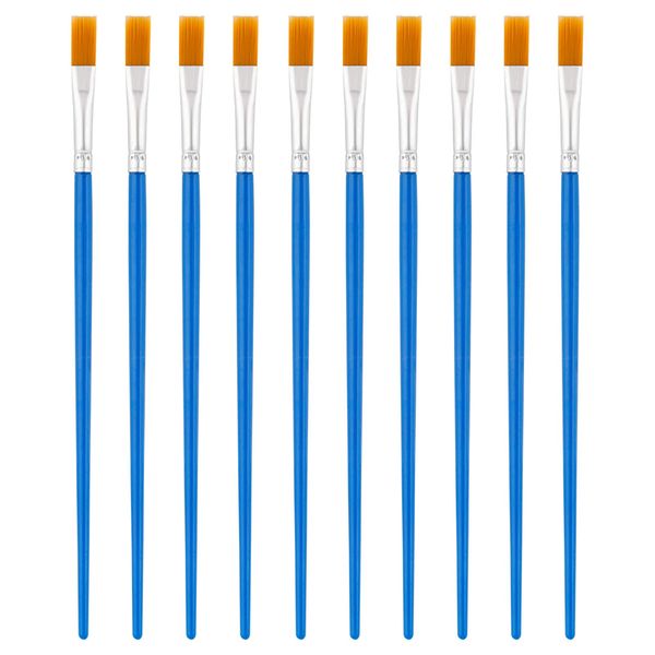 KINBOM 10 Pcs Paint Brushes, Synthetic Nylon Hair Artists Paint Brush Sets for Acrylic Watercolor Oil Face Nail Scale Model Painting Line Drawing (Blue)