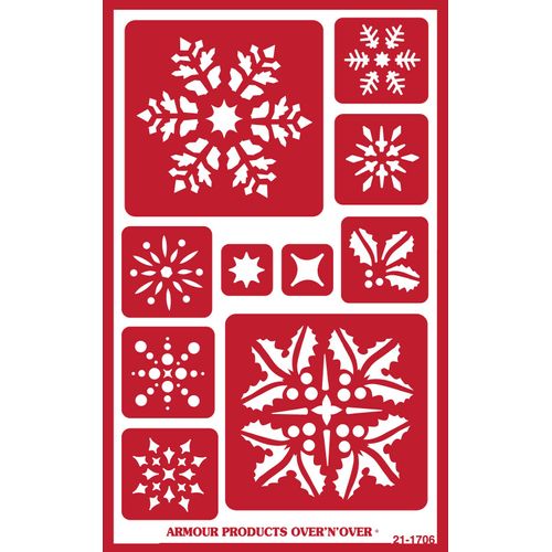 Armour Etch Over N Over Stencil Large Snowflakes N Over Reusable Glass Etching Stencils, Brown