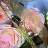 ANCLLO Artificial Bead Ribbon Chiffon Ribbon (Gold)