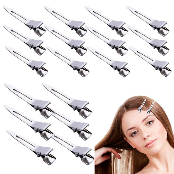 melebellot 60 Stück Haarclips, Haarklammern Friseurbedarf,Haarclips Damen,Spitze Einzelgabelklemme,Entenschnabelclip Aus Metall,Geeignet Für Haarschnitt, Pony,Salon-Styling