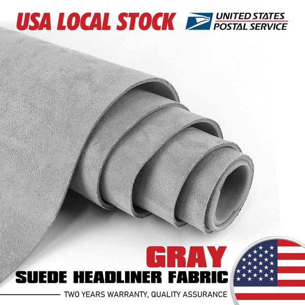 Gray Auto Suede Headliner Fabric with Foam Backing Car DIY Replacement 60" (W)