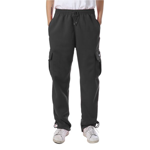 JD Apparel Mens Regular Fit Premium Fleece Cargo Pants M Charcoal