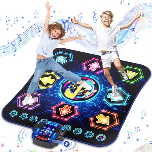 2024 Upgraded Dance Mat Toys for 3-12 Year Old Kids, Electronic Dance Pad with Light-up 8-Button Wireless Bluetooth, Music Dance with 27 Game Levels, Christmas Birthday Toy Gifts for Girls Boys