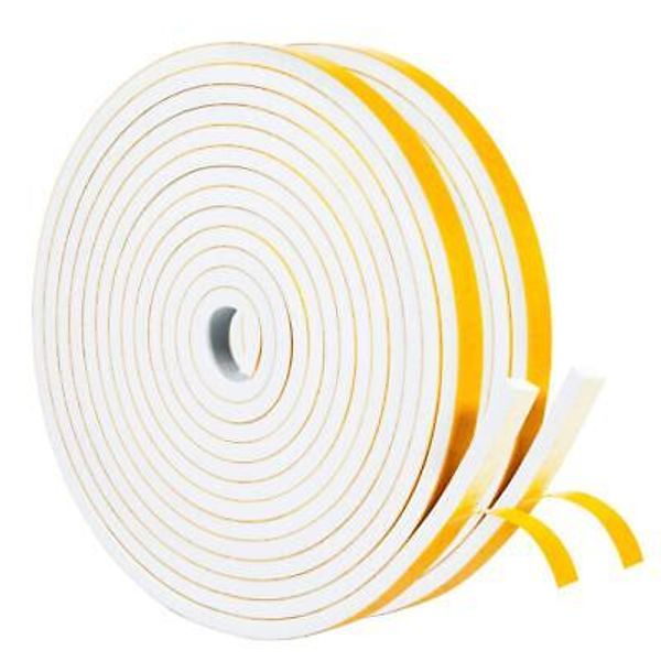 White Doors Windows Insulation Tape 2 Rolls 1/2 Inch Wide X 1/4 Inch Thick, F...