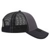 OTTO 6 Panel Low Profile Contrast Vertical Mesh Back Cap - Blk/Ch.Gry/Blk
