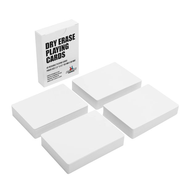 Dry Erase Blank Playing Cards w/Box, Poker Size - 2.5" x 3.5", 180 Reusable Blank Cards, Flash Cards, Board Game Cards & Note Cards