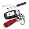 Ford Logo in Black on Genuine Red Leather Loop-Strap Chrome Hook Key Chain