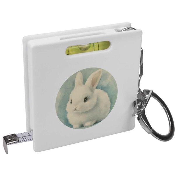 Azeeda 'Cute White Bunny' Keyring Tape Measure/Spirit Level Tool (KM00042997)