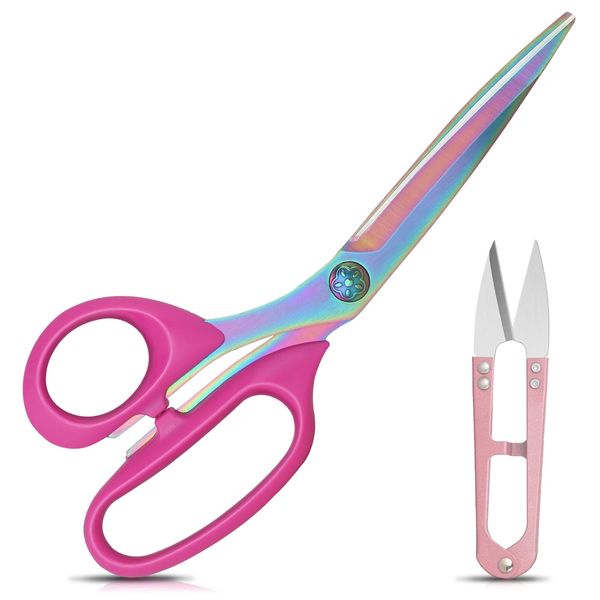 Vutyvve Left-Handed Fabric Scissors for Cutting Fabric, Garments, Textiles, 23cm Tailor's Scissors, Thread Cutter, Set of 2