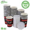 10oz Design Coffee Cups and White Flat Lids Hot Cold Drinks Disposable 1000pcs