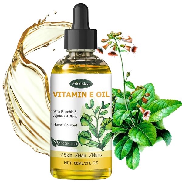 Vitamin E Oil For Skin, 100% Natural Vitamin E Oil, Organic Vitamin E Body Oil, Vitamin E Oil For Face, Pure Vitamin E Oil For Hair & Scalp & Nail, Cold-Pressed Vit E Oil To Repair Dry, Damaged Skin