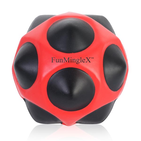 FunMingleX Bouncy Balls, Playground Ball; Super High Bounce Ball for All Ages, Outdoor Games, Training Hand-Eye Coordination,Suprise (Red)