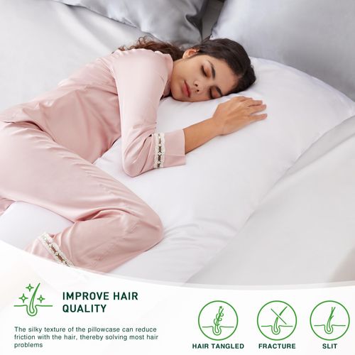 Love's cabin Body Pillow Cover, 20x54 inches Bleaching White Soft Satin Body Pillow case with Envelope Closure, Silky Cooling Body Pillow Pillowcases for Hair and Skin, Similar to Silk Pillow Cases