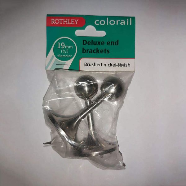 3/4" Satin Nickel Curtain End Bracket - Pair