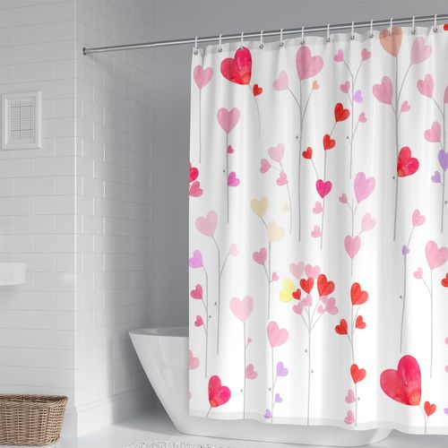 YIXINZHUANJIN Heart Valentine Shower Curtain Decor Candy Heart Shower Curtain, Colorful Curtain Sets, Waterproof Fabric Bathroom Curtains Decorations 72 x 72 Inches