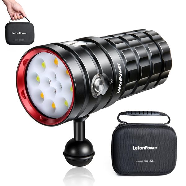 Underwater Light Diving, LetonPower TS Pro 13000Lumens Underwater 120m Diving Light, Scuba Light, Type-C Charging Underwater Camera Light,Diving Light Wide Angle