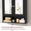 2 Door Wall-Mounted Bathroom Mirror Cabinet, Open Storage Shelf Adjustable Shelf