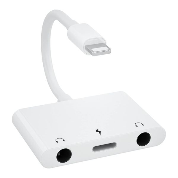 LXJADAP 3,5mm Kopfhöreranschluss Adapter, 3 in 1 Light-ning zu Dual 3,5mm Klinken Aux Audio Splitter, mit Lade Splitter, für Phone 13/12/11/X/8/8plus/7/7plus, Pad/Pod, Unterstützt iOS 15