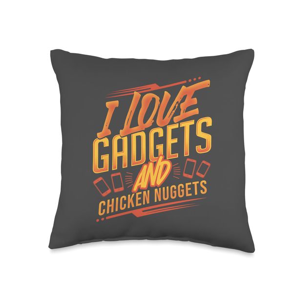 Electronics Nerd Humor Gadget Fan Chicken Nugget Life Throw Pillow