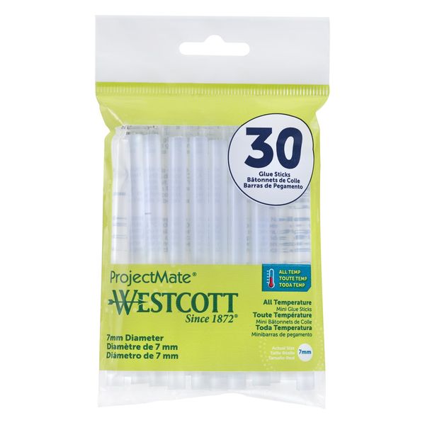 Westcott 16837 Premium All-Temperature Mini Glue Sticks for Hot Glue Gun, 30 Pack