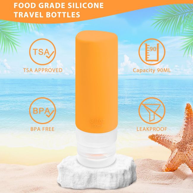 Travel Bottles Leak Proof,3 oz TSA Approved Silicone Squeezable, Refillable  Containers Set for Toiletries Shampoo Conditioner Lotion