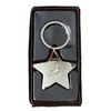 Personalised Chunky High Polished Chrome Witch Star Keyring ENGRAVED FREE