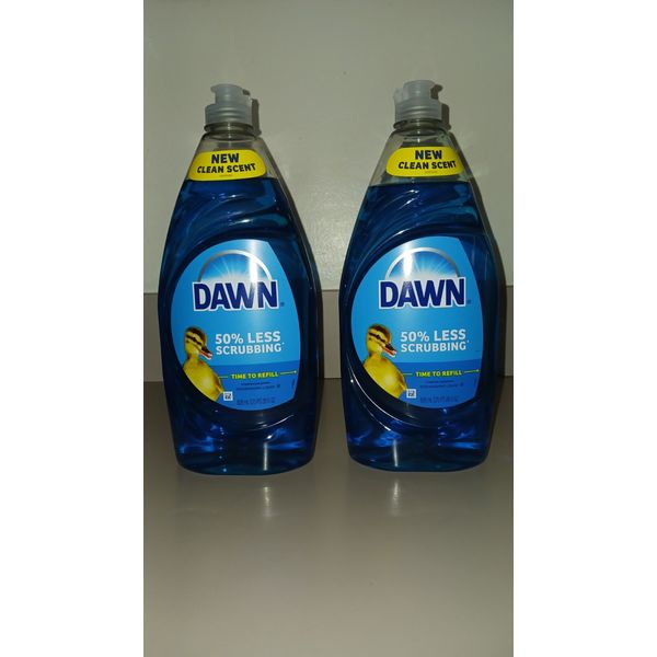 2 Pack Dawn Dishwashing Liquid Soap Bottles, Clean Scent (28oz. each Bottle)