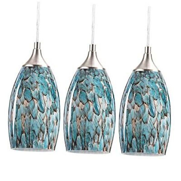 3-Light Pendant Light, Pendant Lighting for Kitchen Island with Marble blue