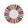Mosaic Stripe Round Mirror - Multicoloured - Handmade Wall Mounted Décor Rainbow - 50cm